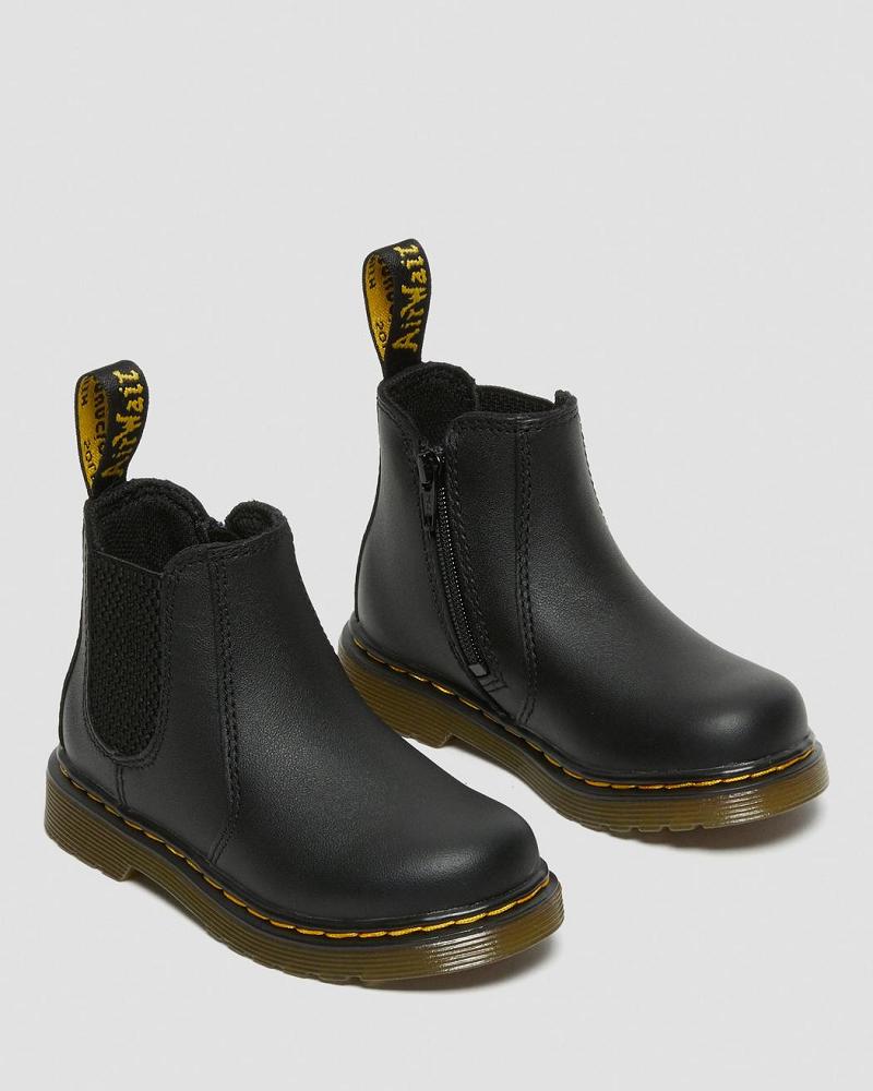 Dr Martens Infant/Toddler 2976 Softy T Læder Chelsea Støvler Børn Sort | DK 666VRW